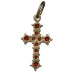 Europe, Delicate Cross with Garnets - Gold-Plated Silver