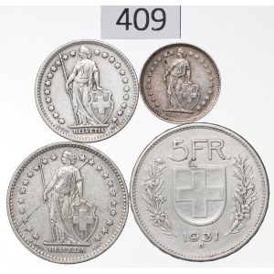 Switzerland, Set of 1/2-5 francs 1913-36