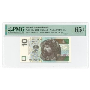 10 złotych 2012 AA - PMG 65 EPQ