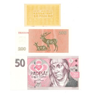 Set of banknotes - Czech Republic, Lithuania, Estonia 3 pcs.