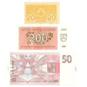 Set of banknotes - Czech Republic, Lithuania, Estonia 3 pcs.