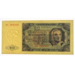 République populaire de Pologne, 20 zlotys 1948 EC - papier strié