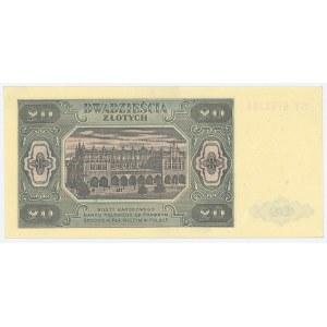 PRL, 20 złotych 1948 GY - papier prążkowany