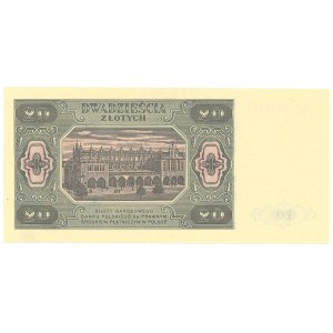 PRL, 20 złotych 1948 GS - papier prążkowany