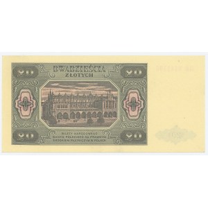 PRL, 20 złotych 1948 GR - papier prążkowany