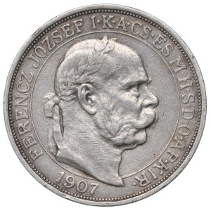 Ungheria, Francesco Giuseppe, 5 corone 1907 – 40° anniversario dell’incoronazione