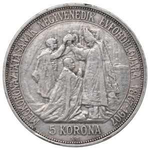 Ungheria, Francesco Giuseppe, 5 corone 1907 – 40° anniversario dell’incoronazione