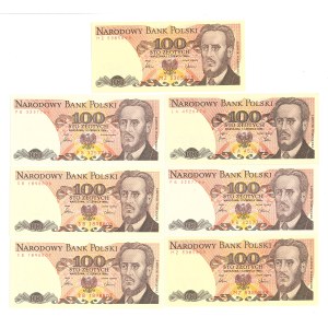 PRL, Set of 7 x 100 złoty 1982/1986 (PB, MZ, SB, LA)