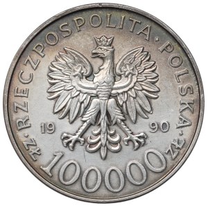 Third Republic of Poland, 100,000 zlotys, 1990, Solidarity, Type A