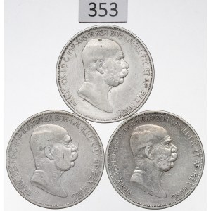 Austria, Lot of 5 Crowns 1908
