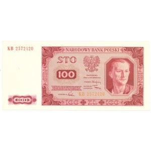 PRL, 100 złotych 1948 KB - prążkowany papier