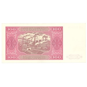 PRL, 100 złotych 1948 KB - prążkowany papier