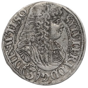 Schlesien, Herzogtum Oleśnica, Sylvius Friedrich, 3 Kreuzer 1677, Oleśnica