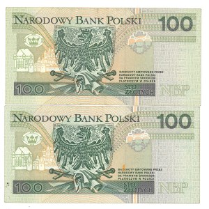 III RP, 100 złotych 1994 - YL - zestaw serii zastępczych (2 szt.)