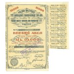 Second Polish Republic, Polish-Baltic Trade and Transport Society: 10 and 25 shares, each worth 1,000 mkp, 1920