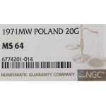 People's Republic of Poland, 20 groszy, 1971 - NGC MS64