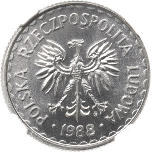 Poľská ľudová republika, 1 zlotý, 1988 – NGC MS66