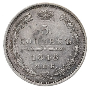 Russia, Nicholaus I, 5 kopecks 1848 HI
