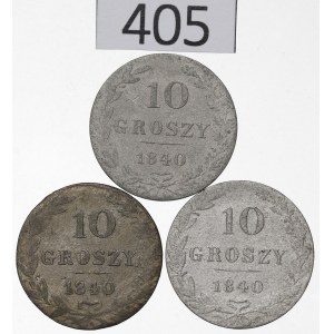 Russian Partition, Nicholas I, Set of 10 groszy from 1840—including one with a dot after GROSZY