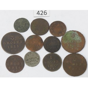 Polska, Zestaw 1-5 groszy 1790-1820