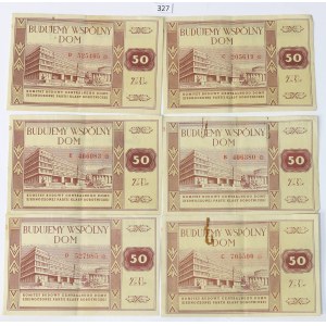 PRL, Zestaw cegiełek 6 x 50 złotych Budujemy Wspólny Dom