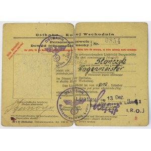World War II, Lublin, Eastern Railway ID card