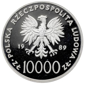 PRL, 10.000 złotych 1989 - Jan Paweł II na kratce