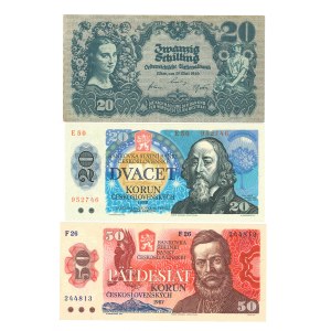 Set of banknotes Czechoslovakia, Austria - 3 pcs.