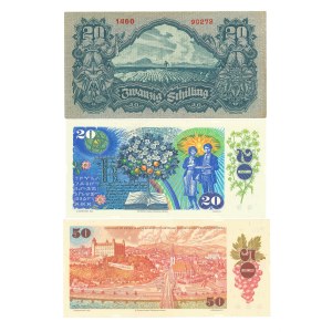 Set of banknotes Czechoslovakia, Austria - 3 pcs.
