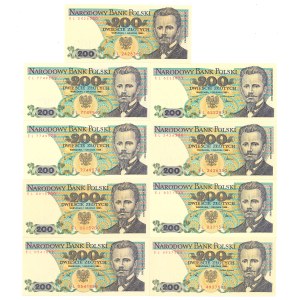 PRL, 200 złoty 1988 EL - 9 pcs.