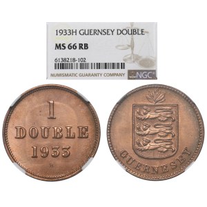 Regno Unito, Guernsey, 1 double 1933 - NGC MS66 RB