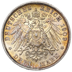 Germany, Prussia, Wilhelm II, 3 mark 1909