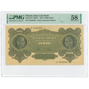 Second Polish Republic, 10,000 Polish marks 1922 Ser. A PMG 58