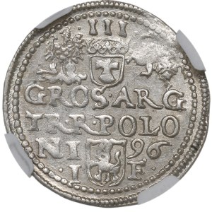 Sigismund III, 3 groschen 1596, Olcusia - NGC MS61