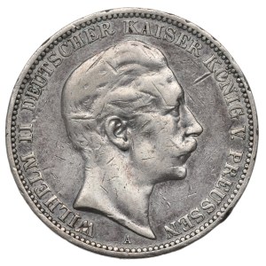 Germany, Prussia, Wilhelm II, 3 mark 1909