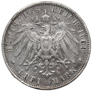 Germany, Prussia, Wilhelm II, 3 mark 1909
