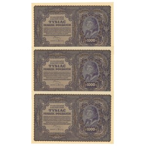 Second Polish Republic, 1000 Polish marks 1919 I Series DD - set of 3 pcs. (IV)
