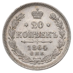 Russia, Alexander II, 20 kopecks 1864