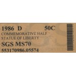 USA, 1/2 dollar 1986 - SGS MS70