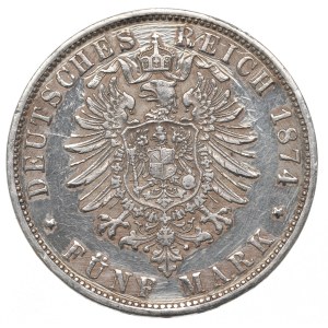 Germany, Wirtemberg, 5 mark 1874