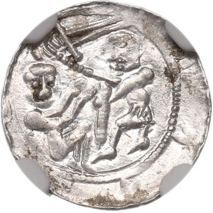 Władysław II l'Esiliato, denaro senza data, Cracovia – aquila e lepre, NGC MS64