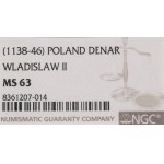 Władysław II l'Esiliato, denaro senza data, Cracovia – aquila e lepre, NGC MS64
