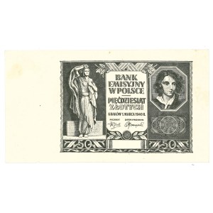 50 złotych, 1940 – black-and-white print on PWPW paper