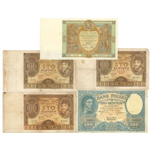 II RP , Zestaw 5 banknotów Banku Polskiego