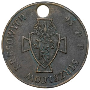 II RP, Żeton Dom Żołnierz im. J. Piłsudskiego w Równem 45 Pułk Strzelców Kresowych