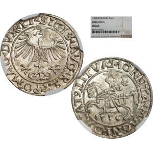 Sigismund II Augustus, Half-grosz 1556, Vilnius, LI/LITVA - NGC MS65