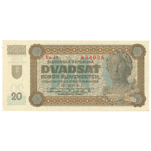 Slovakia, 20 crowns 1939 Yu
