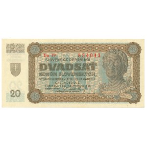 Slovakia, 20 crowns 1939 Yu