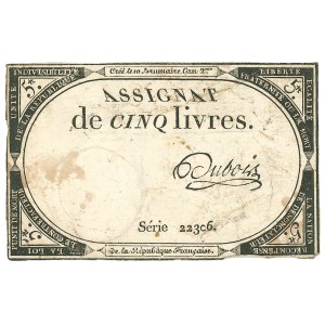 France, 5 livres note 1793