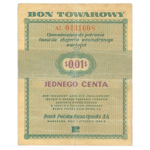Pewex, Gift Certificate, 1 cent 1960 BI - PMG 65EPQ